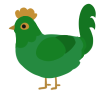 (unnamed), a viridian and leaf chicken with a head pattern