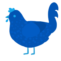 Ultraman, a ultramarine chicken with a speckle pattern