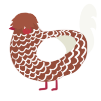 meatball, a russet and white chicken with a lace pattern