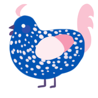 (unnamed), a ultramarine and rose chicken with a speckle pattern