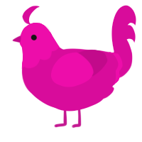 the pink one, a fuchsia chicken with a head pattern