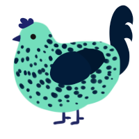 Phosphor, a mint and tumblr chicken with a speckle pattern