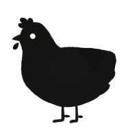 spread the bug love, a black chicken with a double-lace pattern