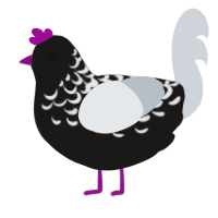 Ace of Spades, a sable and mist chicken with a half-lace pattern