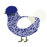 Tundra, a navy and white chicken with a double-lace pattern