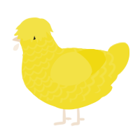 Yellow Peep Maybe, a yellow chicken with a lace pattern