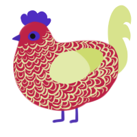 (unnamed), a crimson and lemon chicken with a double-lace pattern