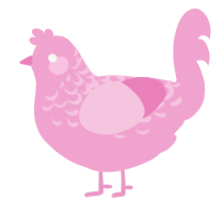 Blush, a pink chicken with a half-lace pattern