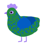 (unnamed), a viridian and ultramarine chicken with a speckle pattern