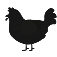 Zekrom, a black chicken with a half-bar pattern