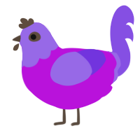 Sour Gummy Chick, a amethyst and blurple chicken with a head pattern