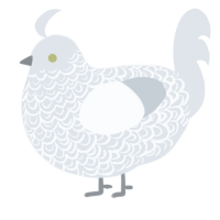 Silver the Hedgehog, a silver chicken with a double-lace pattern