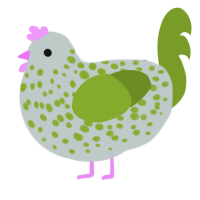 (unnamed), a silver and chartreuse chicken with a speckle pattern