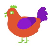 Halloween Treat, a vermilion and violet chicken