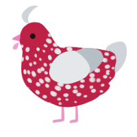 Ordinary Shroom, a crimson and mist chicken with a speckle pattern