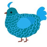 Biru, a sea and sky chicken with a lace pattern