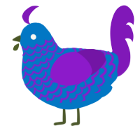 Savvi, a sapphire and violet chicken with a lace pattern