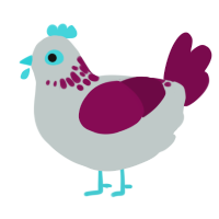 Phil, a silver and wine chicken with a neck-speckle pattern