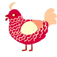 TECPOHH, a fuchsia and rose chicken with a lace pattern