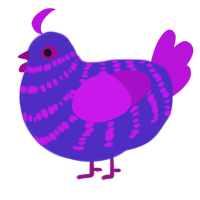 Rave Chicken, a indigo and amethyst chicken with a bar pattern