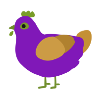 PeanutButter n Jelly, a violet and gold chicken