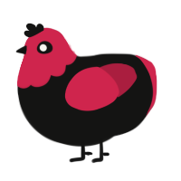 Red Robin, a black and crimson chicken with a head pattern