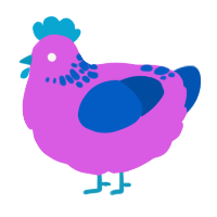 Jordana, a orchid and ultramarine chicken with a neck-speckle pattern