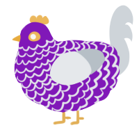 cursed eggxile, a violet and mist chicken with a lace pattern