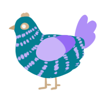 Teali, a sea and lilac chicken with a bar pattern