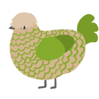 (unnamed), a beige and chartreuse chicken with a lace pattern