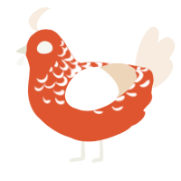 La Demeure, a vermilion and cream chicken with a half-lace pattern