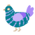 Teali, a sea and lilac chicken with a bar pattern