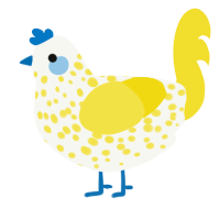 Sir White Lemon III, a white and yellow chicken with a speckle pattern