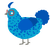 Bingkle, a cerulean and ultramarine chicken with a speckle pattern