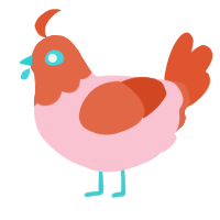 Roe, a rose and vermilion chicken with a head pattern