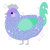 A lilac and mint chicken with a double-lace pattern