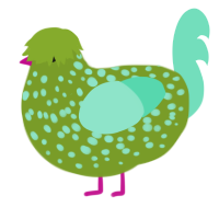 Spinach Smoothie, a chartreuse and mint chicken with a speckle pattern