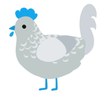 Brat, a silver and mist chicken with a half-lace pattern