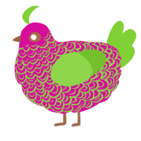 Juurokuryu, a fuchsia and grass chicken with a double-lace pattern