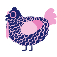 offbrand gimon, a navy and pink chicken with a lace pattern