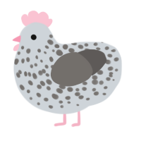 A mist and grey chicken with a speckle pattern