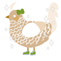 Lemon, a beige and cream chicken with a lace pattern