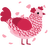 A rose and crimson chicken with a lace pattern