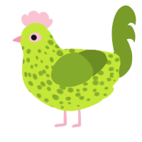 hmmm, a lime and chartreuse chicken with a speckle pattern