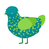 (unnamed), a teal and grass chicken with a speckle pattern