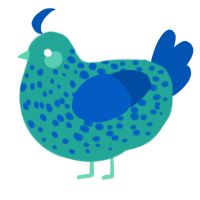 (unnamed), a turquoise and ultramarine chicken with a speckle pattern