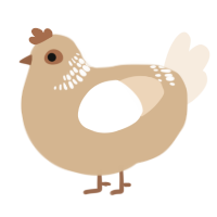 Biscuit, a beige and cream chicken with a neck-band pattern