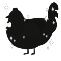 Night sky, a black chicken with a lace pattern