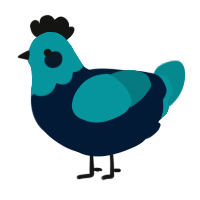 Tisha, a tumblr and teal chicken with a head pattern