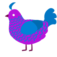 Cotton Candy, a amethyst and sapphire chicken with a lace pattern